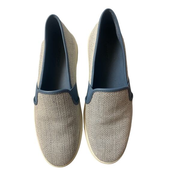 VINCE Preston Felted Skate White Woven Slip-on Sneakers in Anchor Blue Size 7.5 - Picture 1 of 9